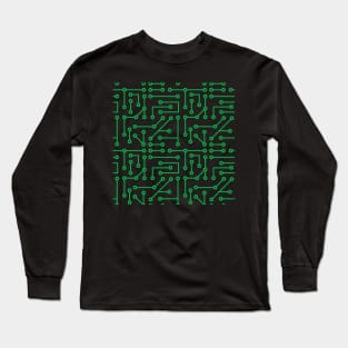 Green PCB printed circuit board trace line art Long Sleeve T-Shirt